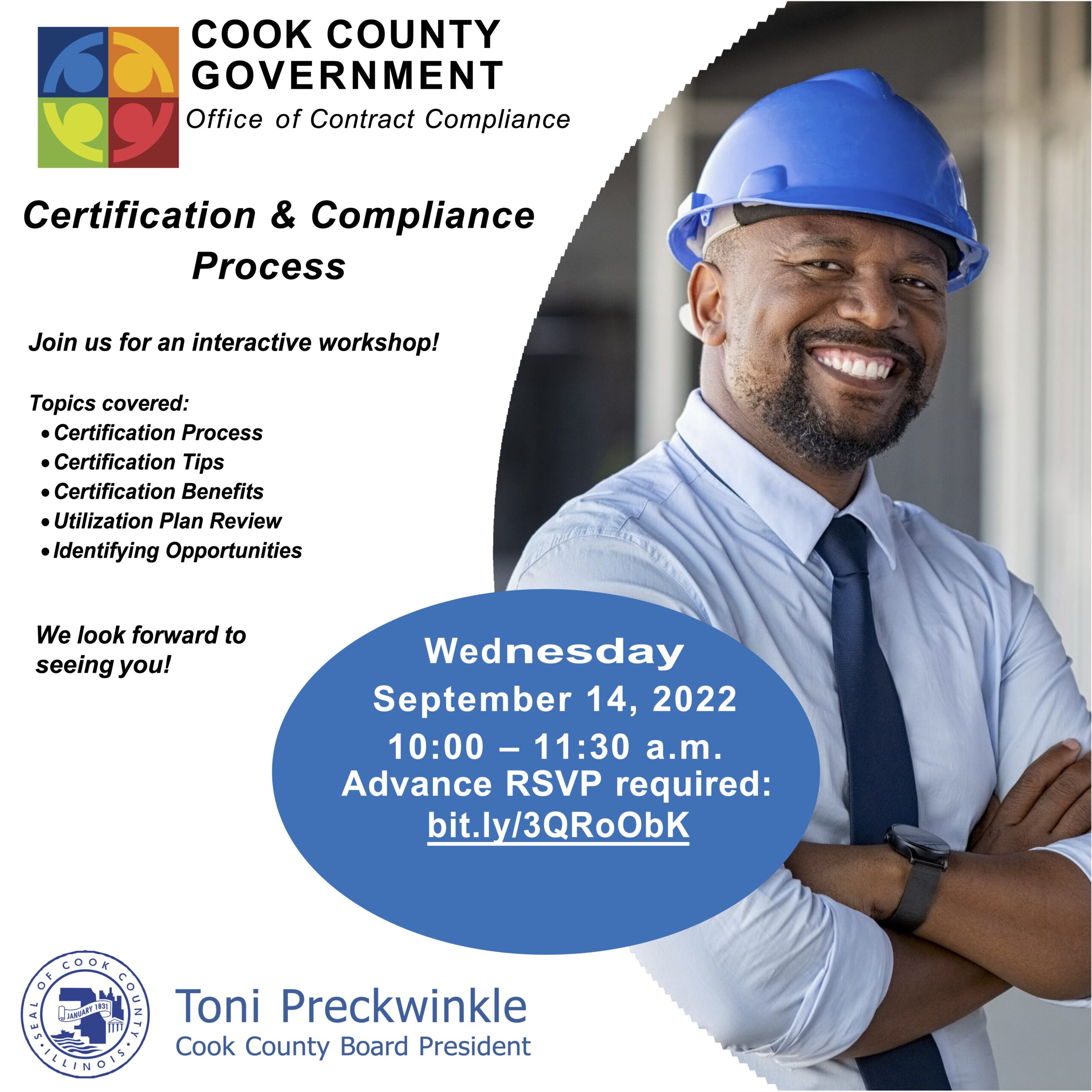 Taller de certificación y cumplimiento del condado de Cook 14 de septiembre de 2022